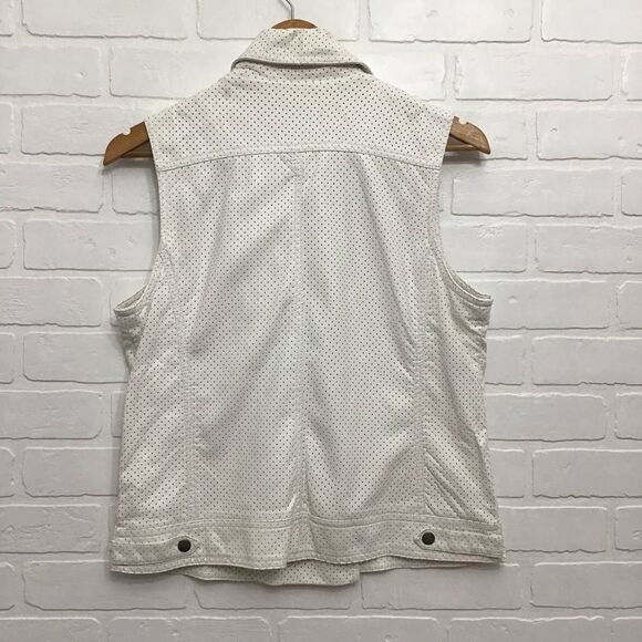 Buffalo sleeveless biker white jacket motorcycle style ecru off white vest mediu - Picture 2 of 12